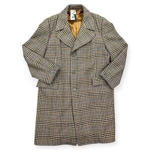 Hudsons Bay Crombie Wool Overcoat Men's XL Tweed Freedman Plaid Vintage